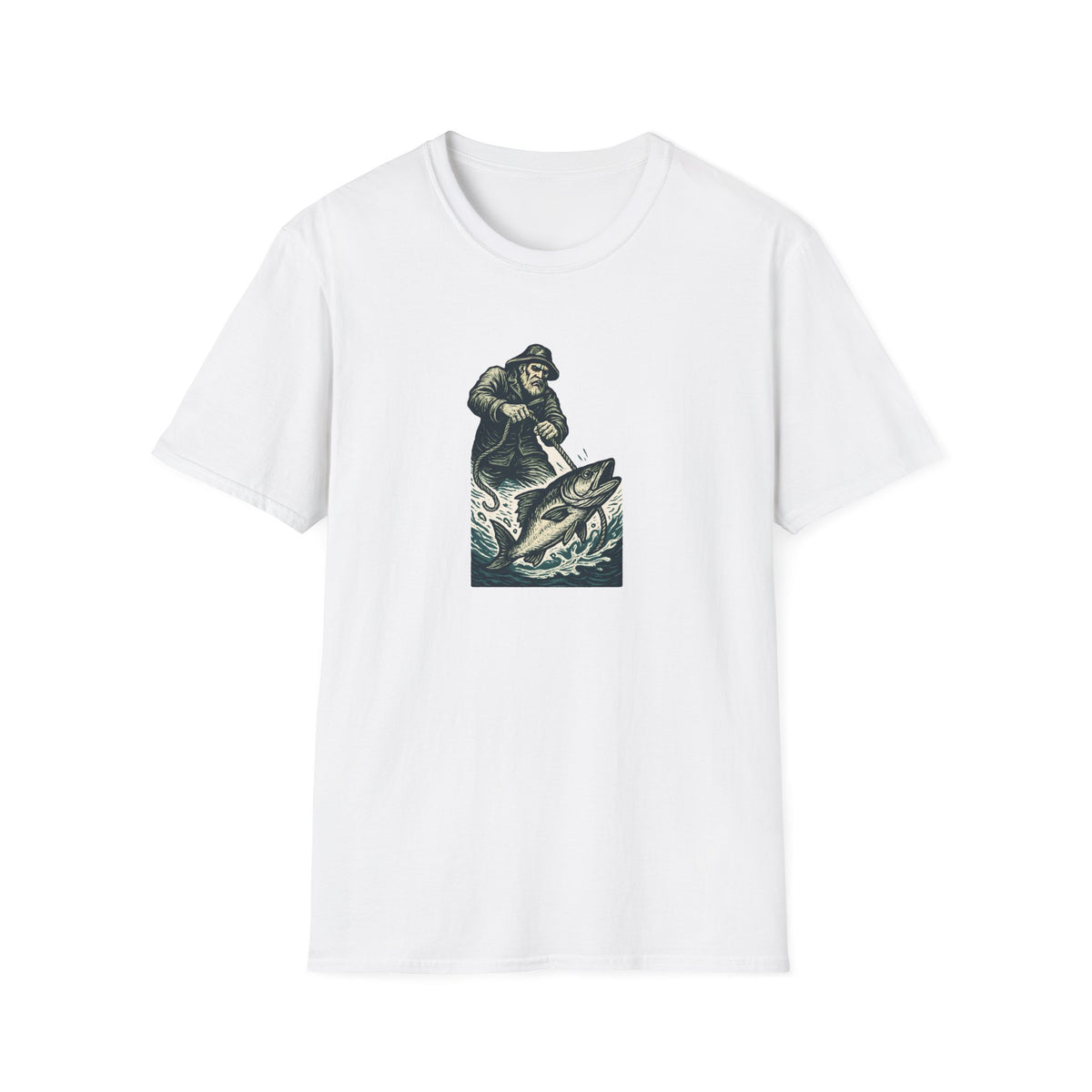 Fisherman Reeling Giant Fish T-Shirt
